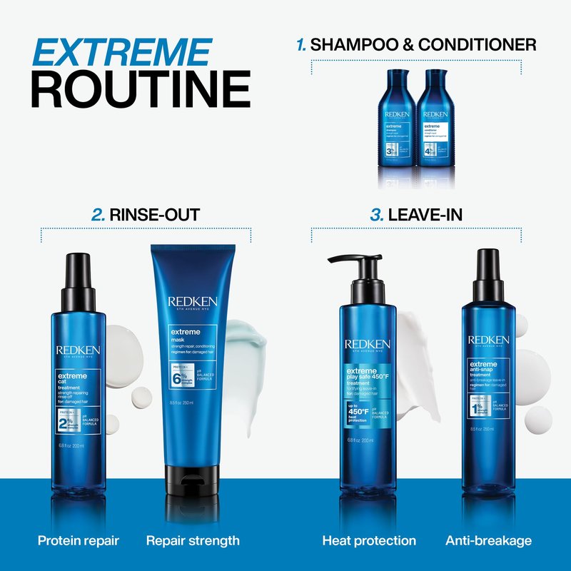 Redken Extreme Shampoo - Strengthen & Repair Damaged Hair, For Damaged Hair, Infused With Proteins