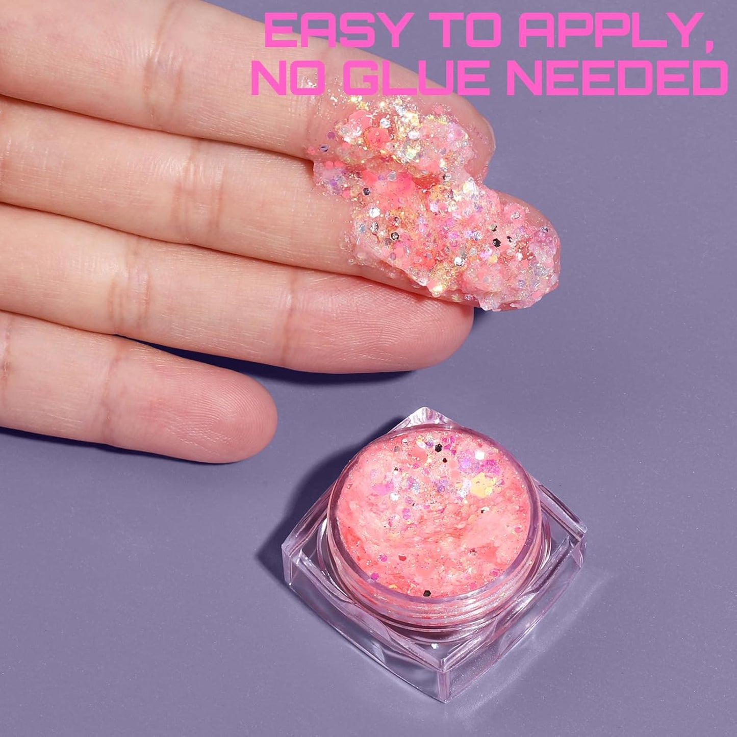 Teenitor 6 Colors Glow in The Dark Glitter Gel, Face Glitter Gel, Body Glitter Hair Glitter for Halloween Makeup UV Black Light Party Cheer Raves Festivals