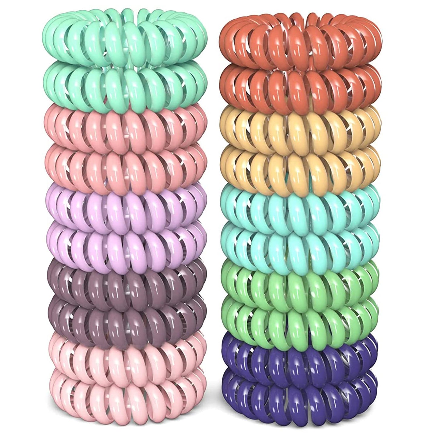 Hair Ties, 17 Pack Spiral Coils for Thick and Thin Hair - No Crease Ponytail Holders for Women and Children