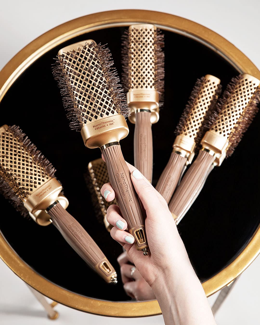 Olivia Garden NanoThermic Ceramic Ion Hair Brush | Professional Blowout Tool for Normal to Thick Hair - 2" Barrel