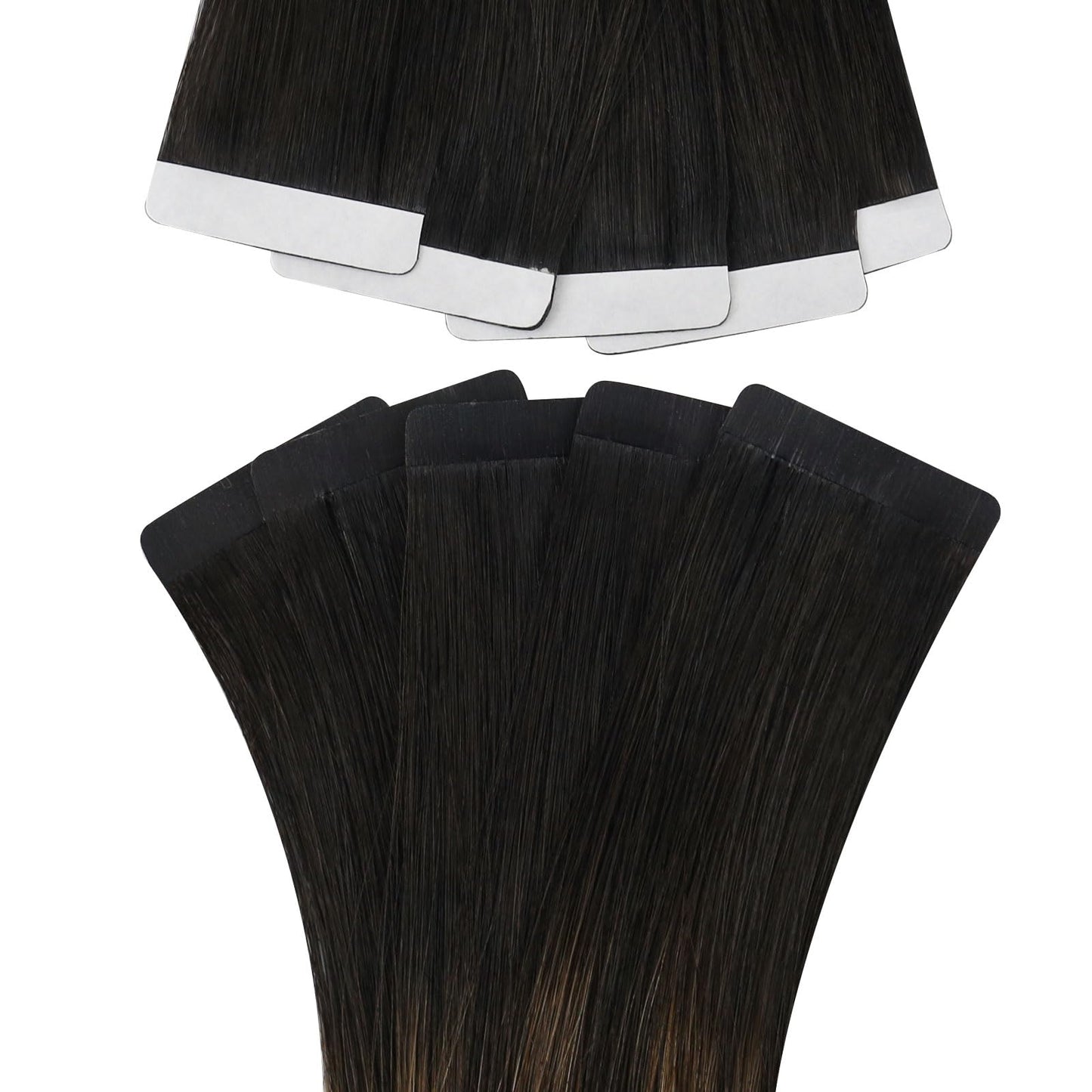 Ugeat Tape in Hair Extensions Human Hair Ombre Human Hair Tape in Extensions Darkest Brown Medium Brown with Golden Blonde Tapes in Extension for Women 14 Inch 40G 20Pcs