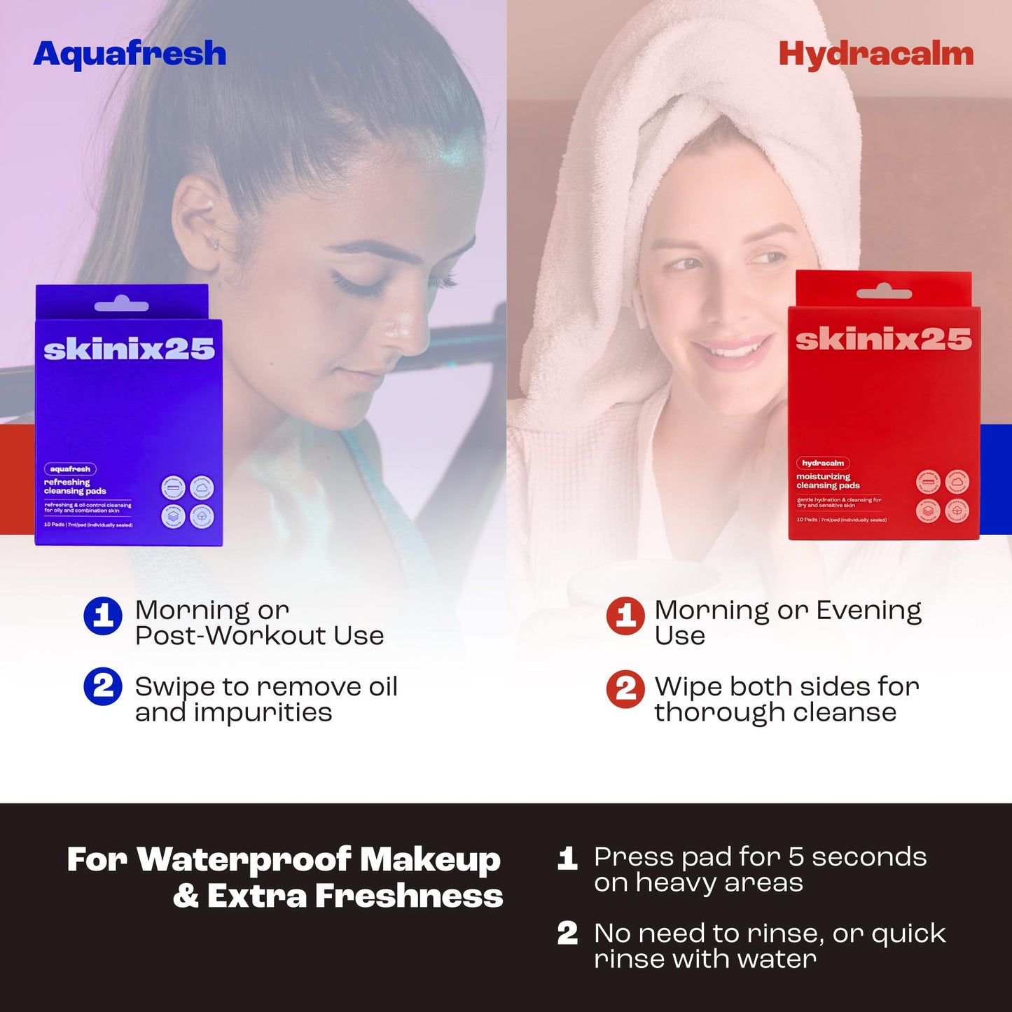 Hydracalm & Aquafresh Facial Cleansing Pads – 20 Individually Wrapped Cotton Wipes | On-the-Go Face Wipes for Travel, Gym & Daily Skincare | Hydrating + Oil-Control Cleansing Pads for All Skin Types