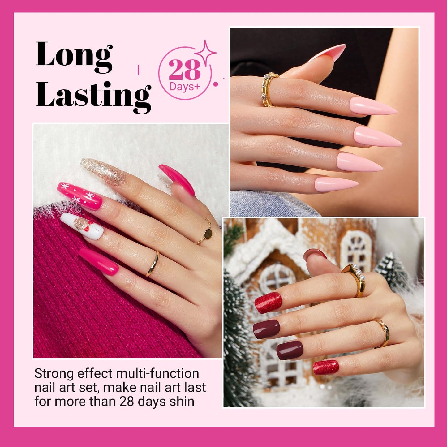 JODSONE Gel Nail Set 20+3 Colors High Shine Gorgeous Gel Polish Base Top Matte Coat Nice Gifts Show Charm