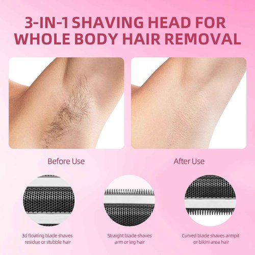 Smooth & Silky Electric Razors for Women, Cordless Electric Dual Foil Shaver & Trimmer, Wet & Dry Women Electric Shaver for Pubic Hair Bikini Legs Armpit