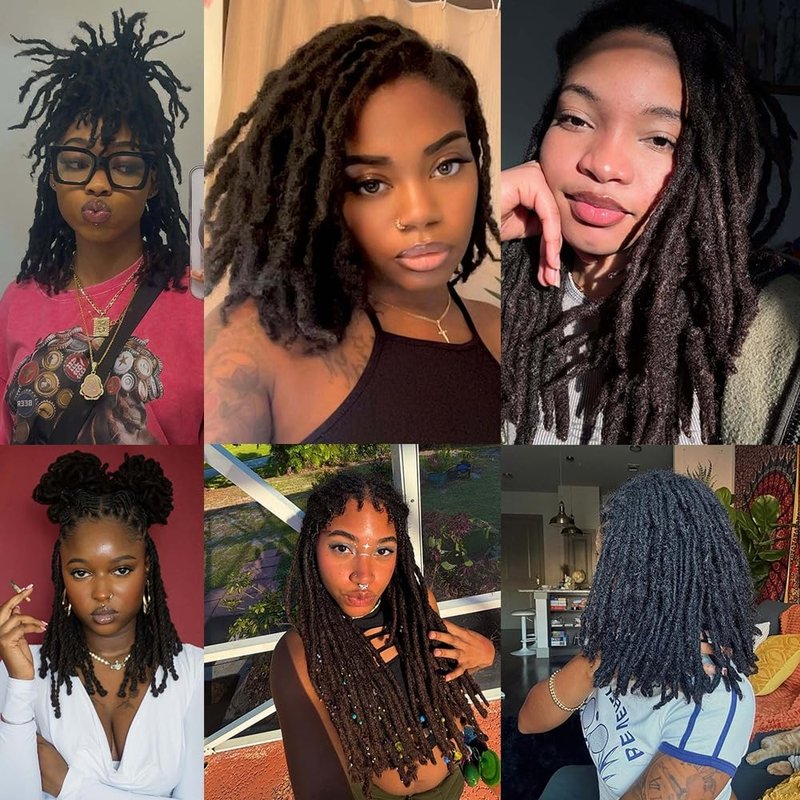 0.4cm & 0.6cm Width, 4-14 Inches10, 30, 60, 100 Strands Options 100% Real Human Hair Dreadlock Extensions for Men/Women/Kids, Handmade Permanent Loc Extension Bundles (0.4cm, 6inches, 30Strands)