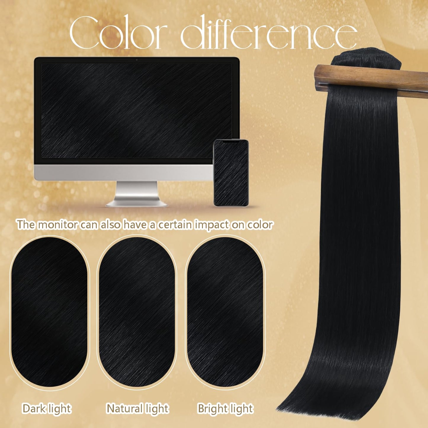 Clip in Hair Extensions Real Human Hair 75g #1 Jet Black Human Hair Extensions 15 Inches 7pcs Natural Straight Silky Black Hair Clip Ins for Black Women 75g #1