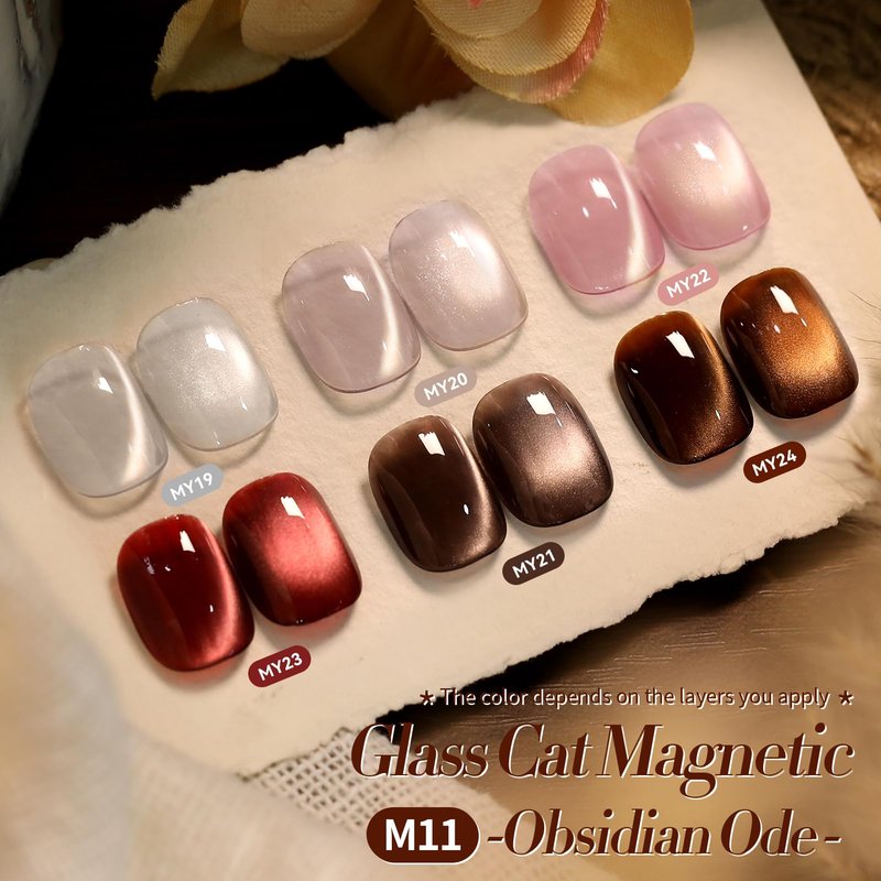 Born Pretty Cat Magnetic Eye Gel Nail Polish, 6 Colors Retro Magnetic Glitter Gel Polish Set Silver Pink Red Nail Polish Kit Soak Off LED Nail Art DIY Salon Gift
