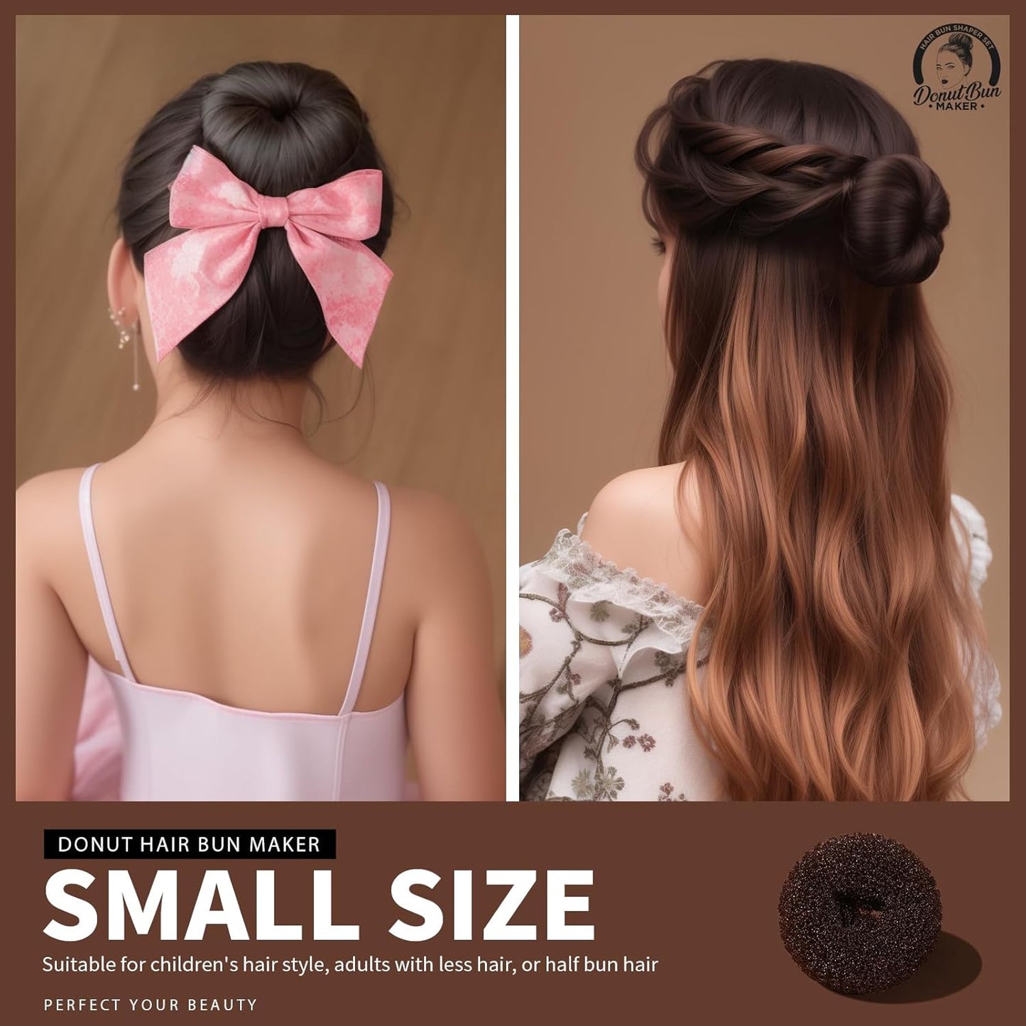 Teenitor Hair Donut, Hair Bun Maker, Black(Extra-large, Large, Medium and Small)