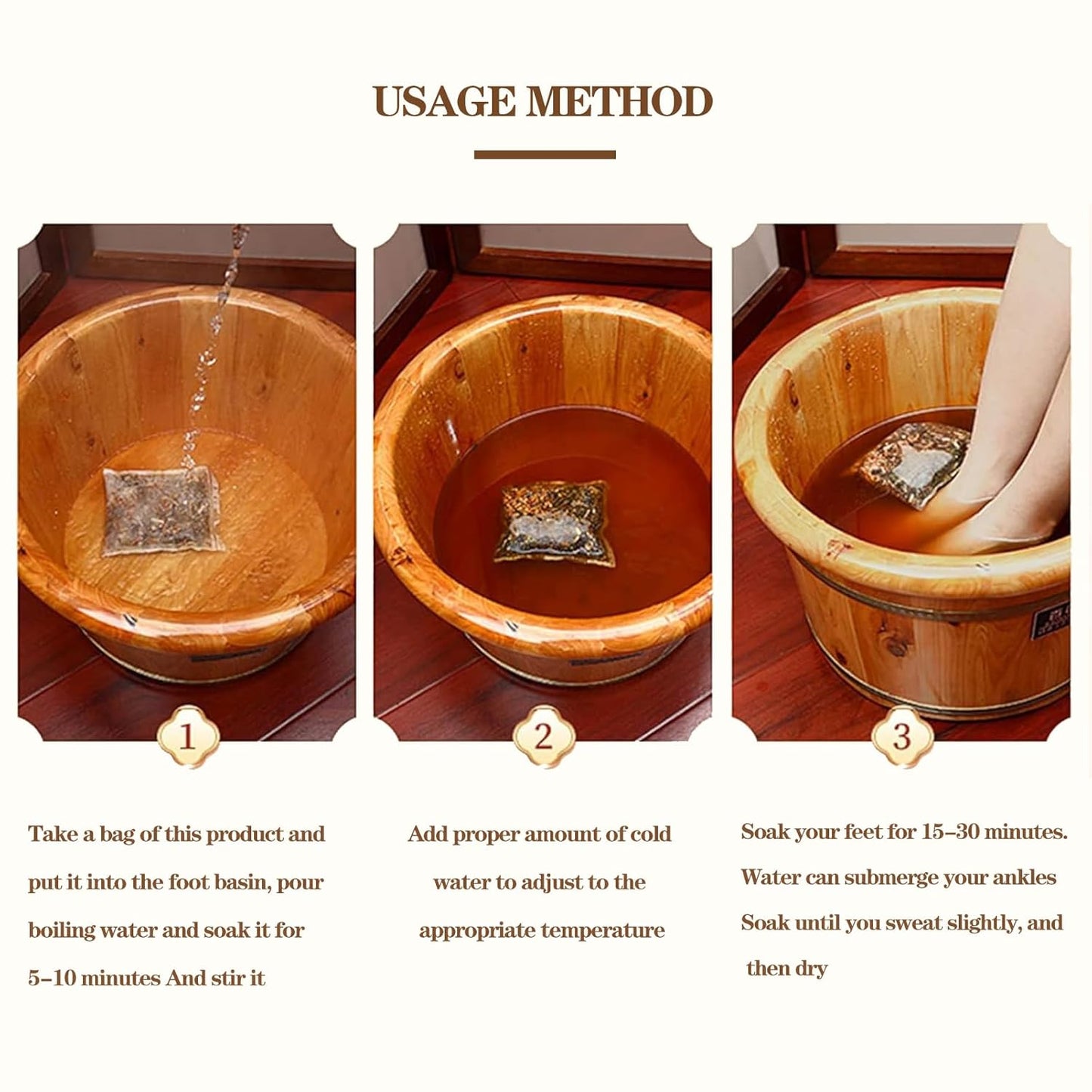 Herbal Foot Soak Bags - Ginger Detox Bath for Dry, Cracked Feet | 30-Pack Revitalizing Soak 900g