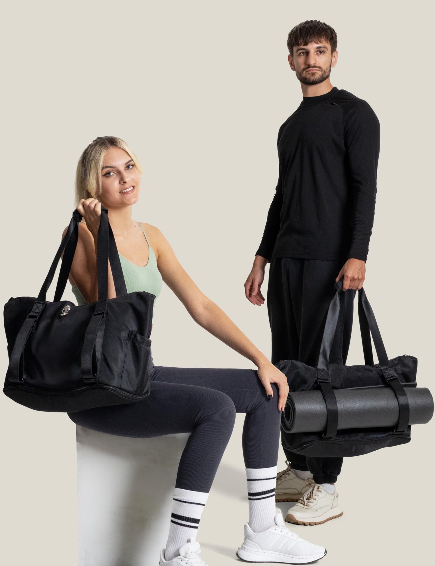WARRIOR2 Yoga Mat Carrier - Expandable, Built-In Mat Straps, Water & Shock Resistant Laptop Pocket. Yoga Travel Bag with Luggage Sleeve, Gym Bags For Men & Women, Large Tote