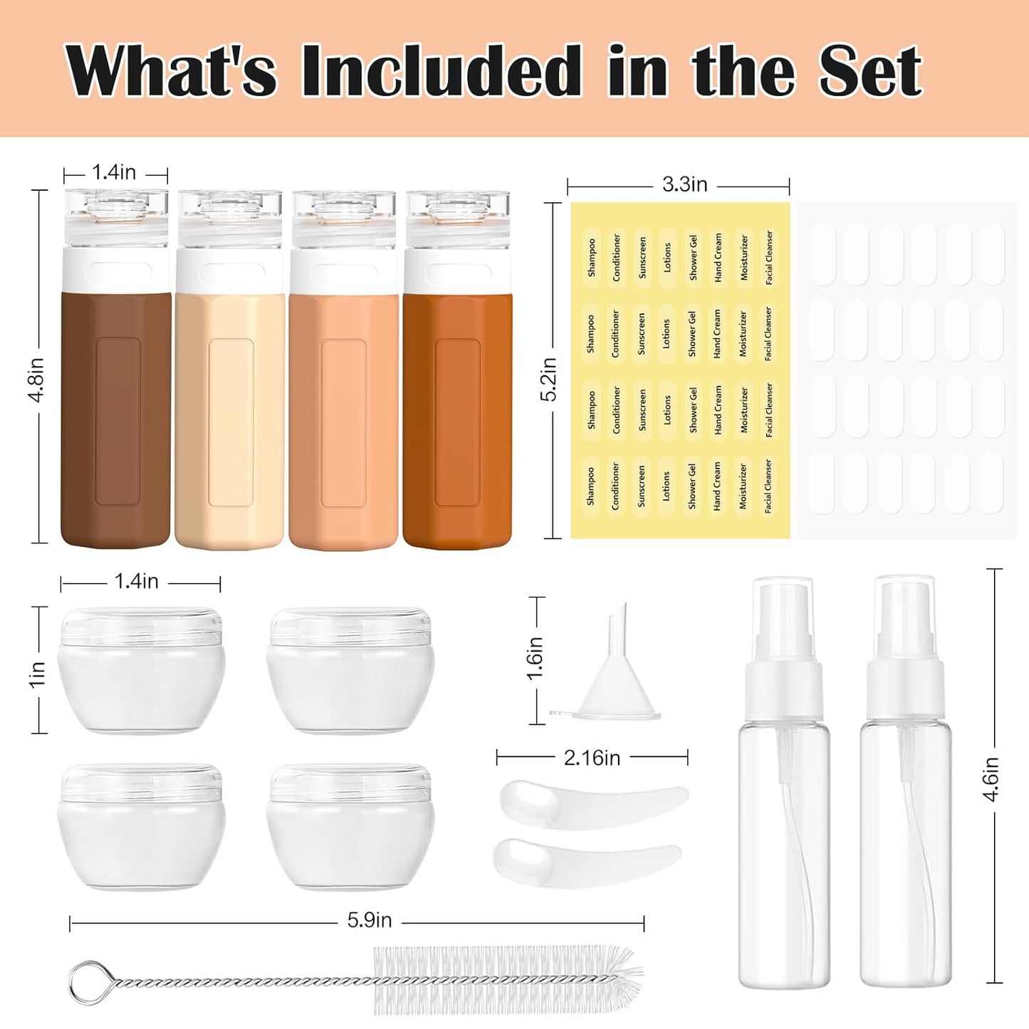 Redfly 17PCS Travel Bottles for Toiletries, TSA Approved Travel Size Containers, Leak Proof Travel Containers for Toiletries, Silicone Travel Kit for Shampoo, Conditioner, Lotion & Creams Purple