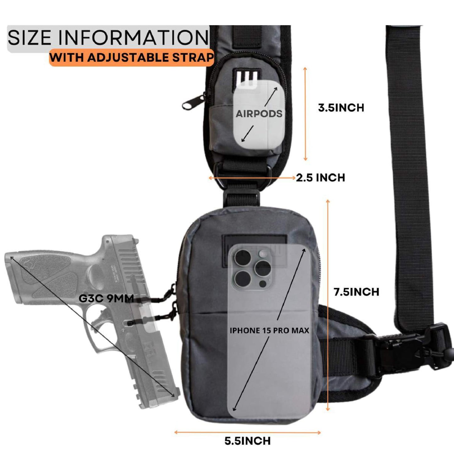 WREW Small Sling Bag for Men-Cross body bag with Shoulder Straps,Mini Sling Crossbody bag for Women-Travel Backpack for Hiking,Daypack Multipurpose Over the Shoulder Chest Bags with Keyholder(Black)