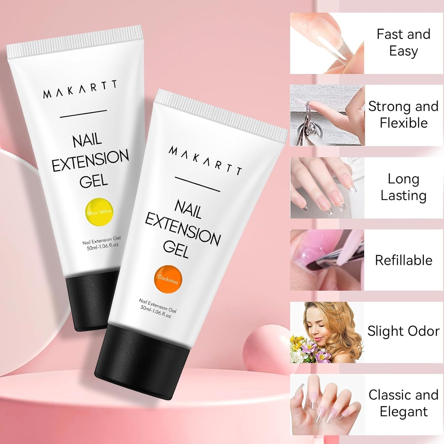 Makartt Poly Nail Gel: Clear 50ML Gel Builder for Natural-Looking Strengthener 3D Molding Gel for Trendy Nail Art-Long-Lasting and Easy to Use Supplies
