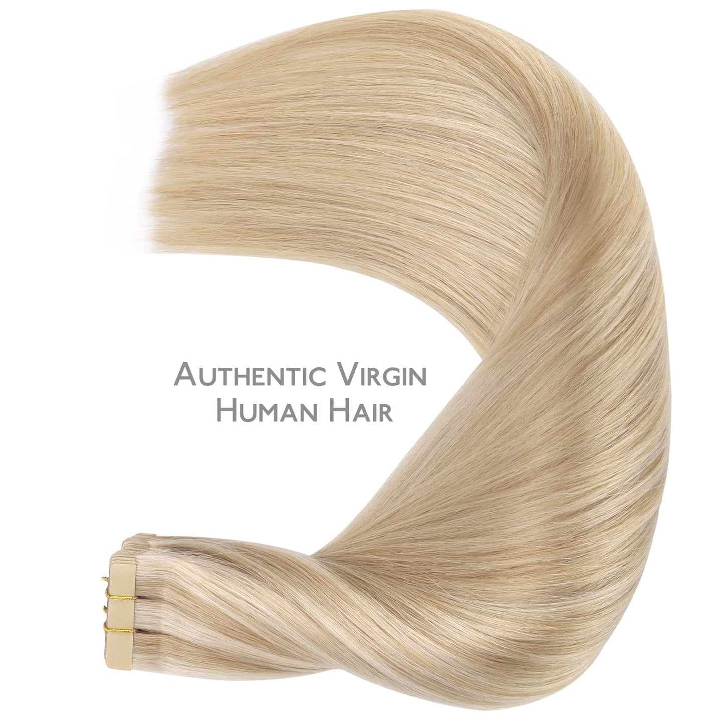 Tape In Hair Extensions - 18 Inch Dirty Blonde & Bleach Blonde Remy Human Hair | 20pcs, 50g, Straight Skin Weft