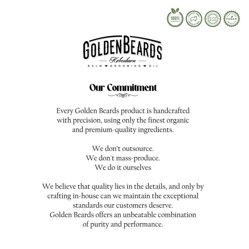 Golden Beards Organic Beard Balm Arctic – Shea, Cocoa & Beeswax Blend with Peppermint, Tea Tree & Orange Scent – 60ml Vegan Handmade Styling Balm for Beard Hydration & Freshness, Handmade in Denmark.
