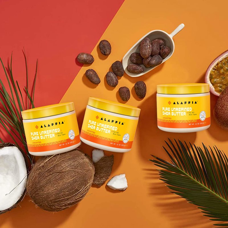 Alaffia EveryDay Shea Authentic Shea Butter, All Skin Types, Help Moisturize and Soften Skin with Shea Butter, Unscented, (2 Pack-11 Fl Oz Ea)