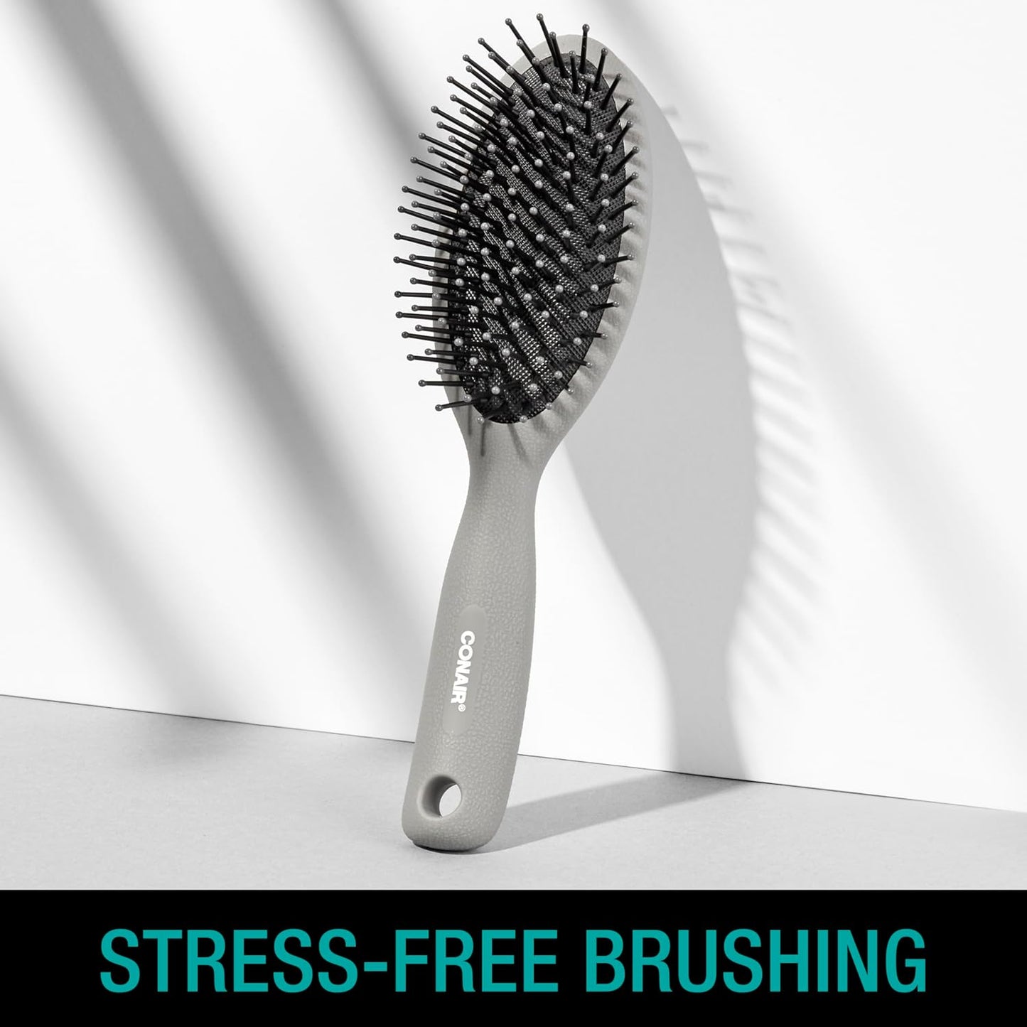 CONAIR Men Hair Brush, Men’s Detangler Brush for Everyday Brushing and All Hair Types, Flexible Cushion Base with Ball-Tipped Bristles Won’t Snag or Pull, Black