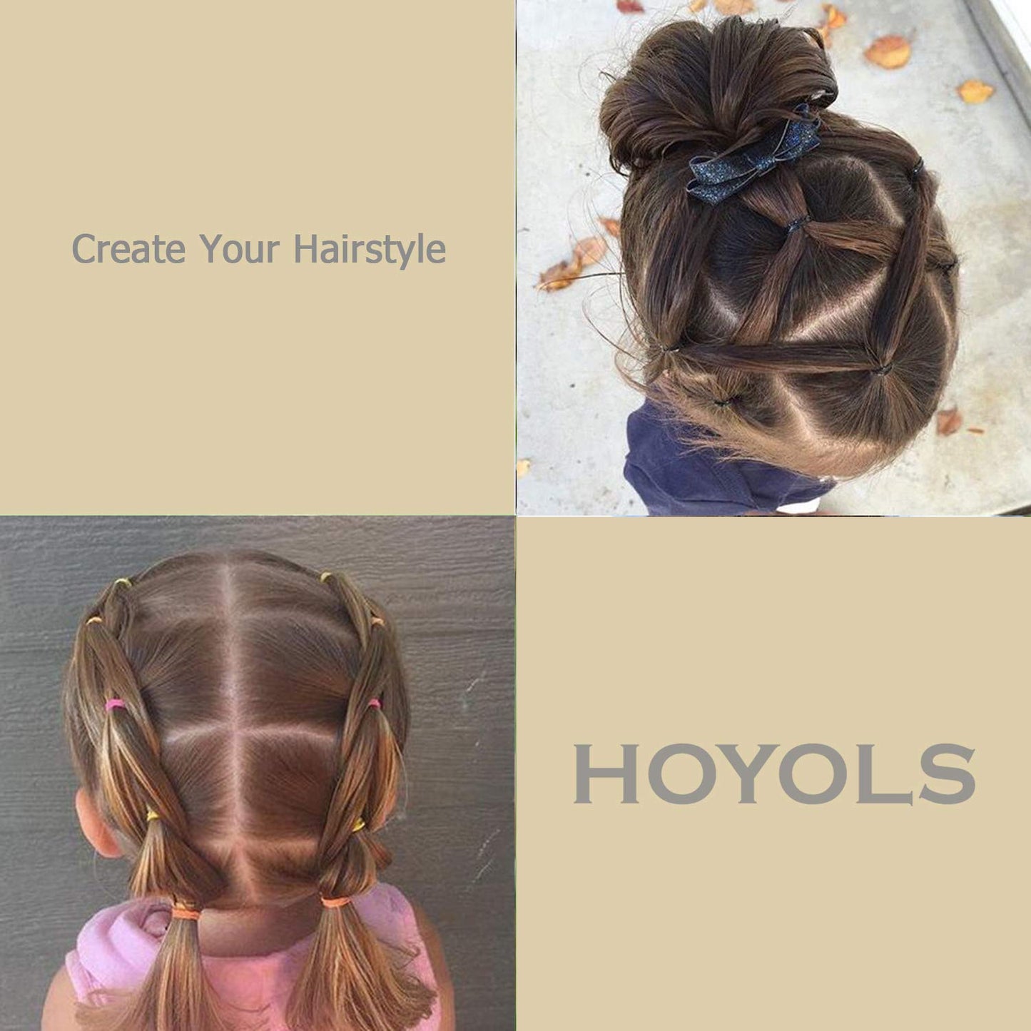 HOYOLS 3/4” Inches Black Hair Rubber Bands for Hair Ties Small Mini Elastics Bands Large Braiding Ponytail Holders for Baby Toddler Girls Kids No Damage 600pcs (M) Latex-Free