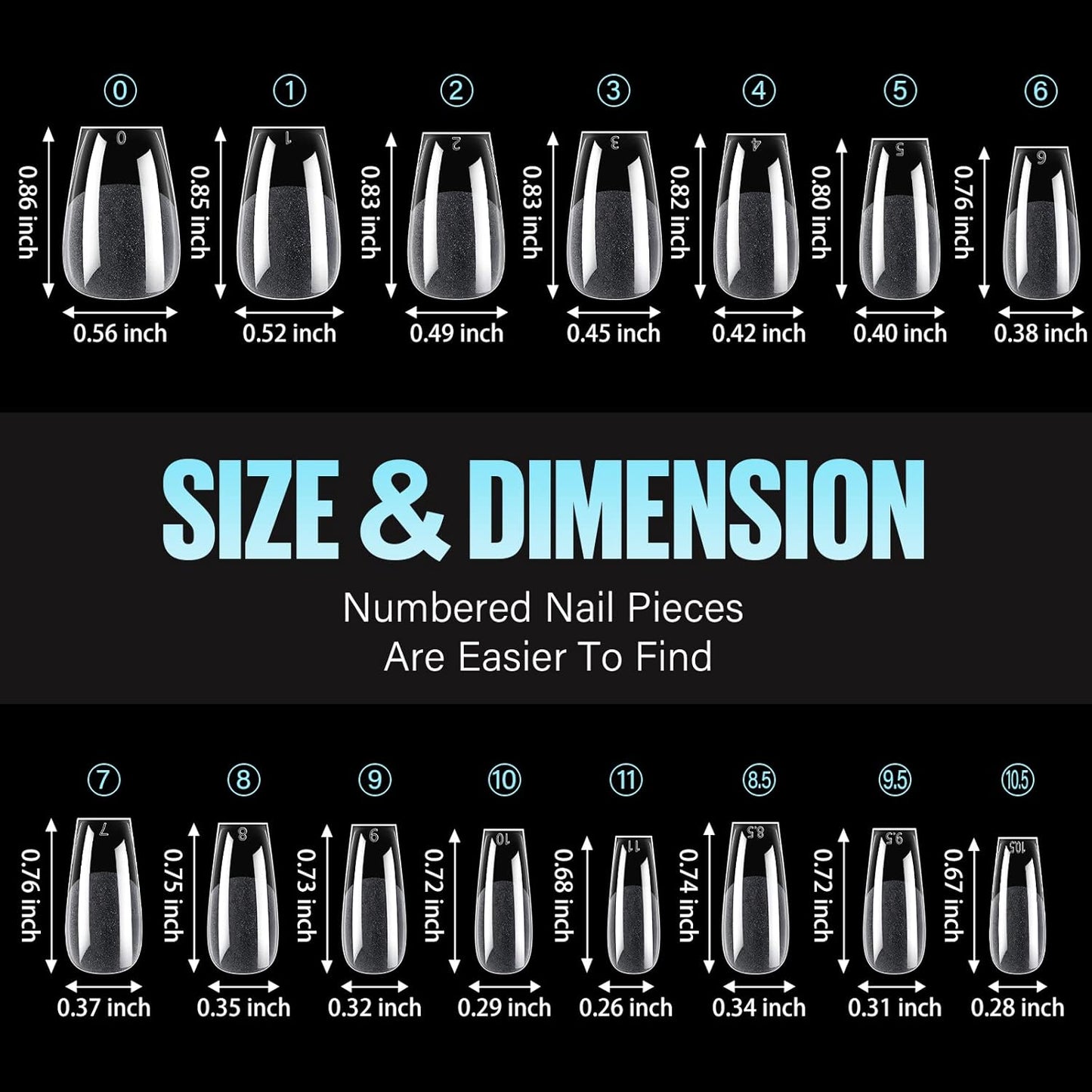 TOMICCA Short Nail Tips Extra Short Square Nail Tips, 192Pcs Fake Nails 12 Sizes Acrylic Clear Nails for Beginner and Professional DIY Gel Nails Salon