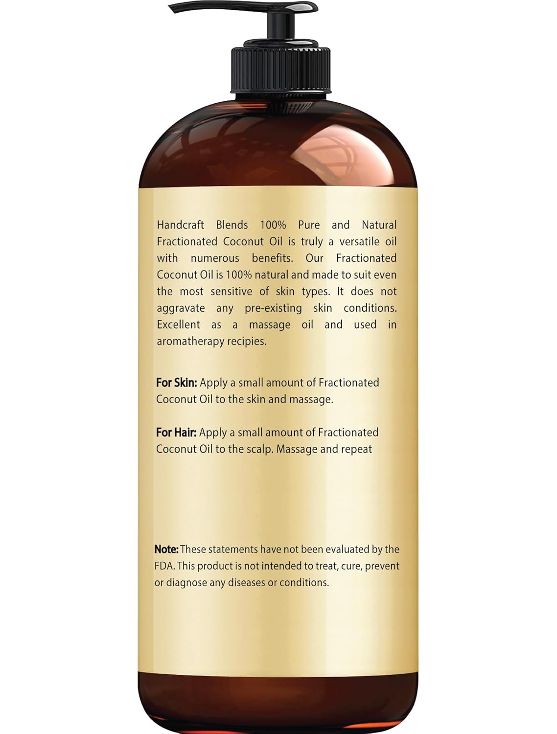 Handcraft Blends Fractionated Coconut Oil - 8 Fl Oz - 100% Pure and Natural - Premium Grade Carrier Oil for Skin and Hair - Hair and Body - Massage
