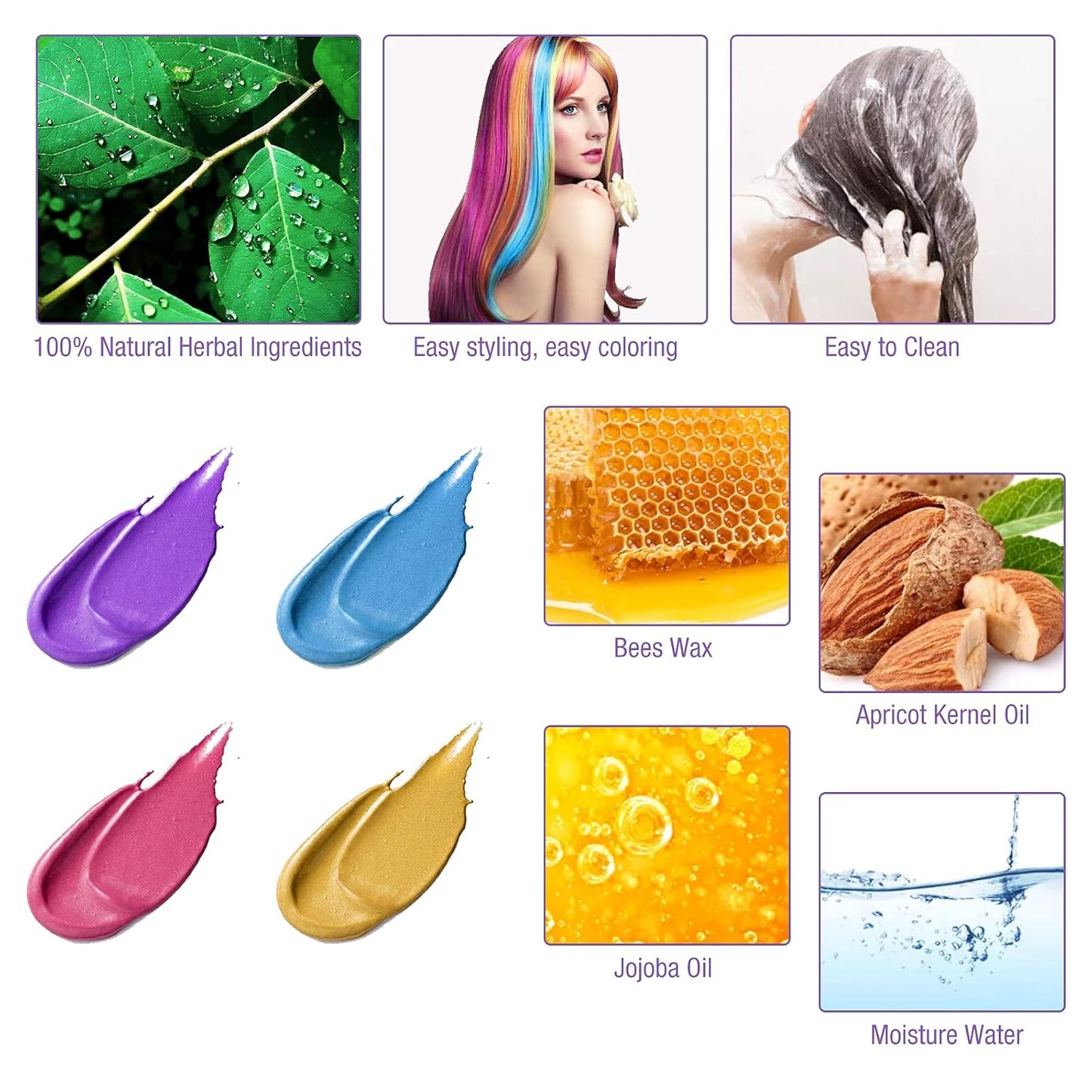 Temporary Hair Color for Kids, Ultikare Orange Hair Dye Washable Natural Hair Wax Color Chalk Mud Cream DIY Hairstyle Clay For Dark Hair Halloween, Cosplay, Party, Christmas Gift Girls 3.4 Fl Oz