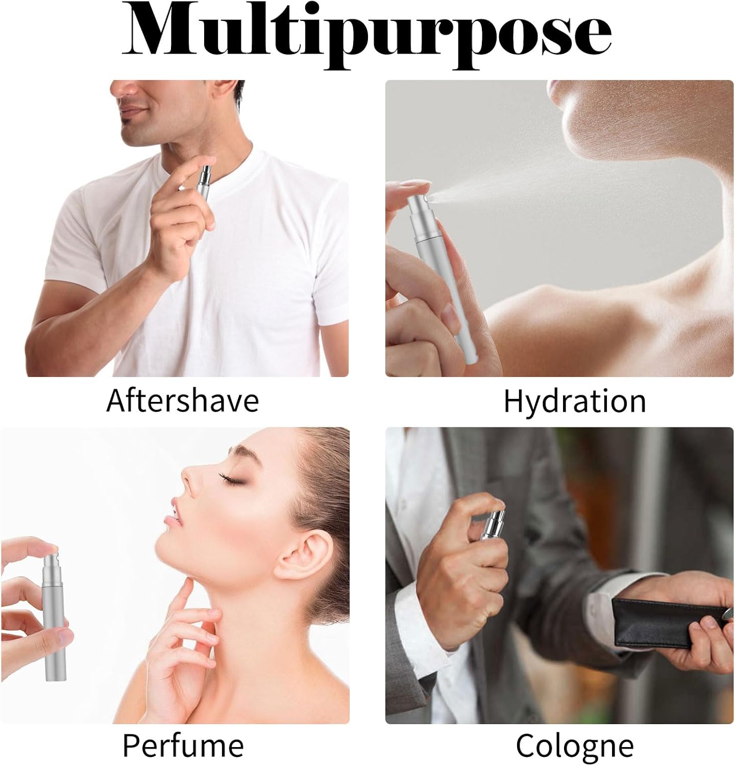4pcs Mini Perfume Travel Bottle, Perfume Atomiser Refillable, 5ML Spray Bottles, Portable for Travel Holiday, Outdoor Activities and Business