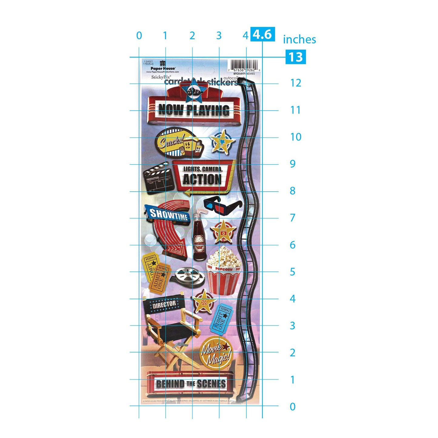 Paper House Productions Cardstock Sticker Sheet for Crafts, Scrapbooking & Collecting - Movie Night