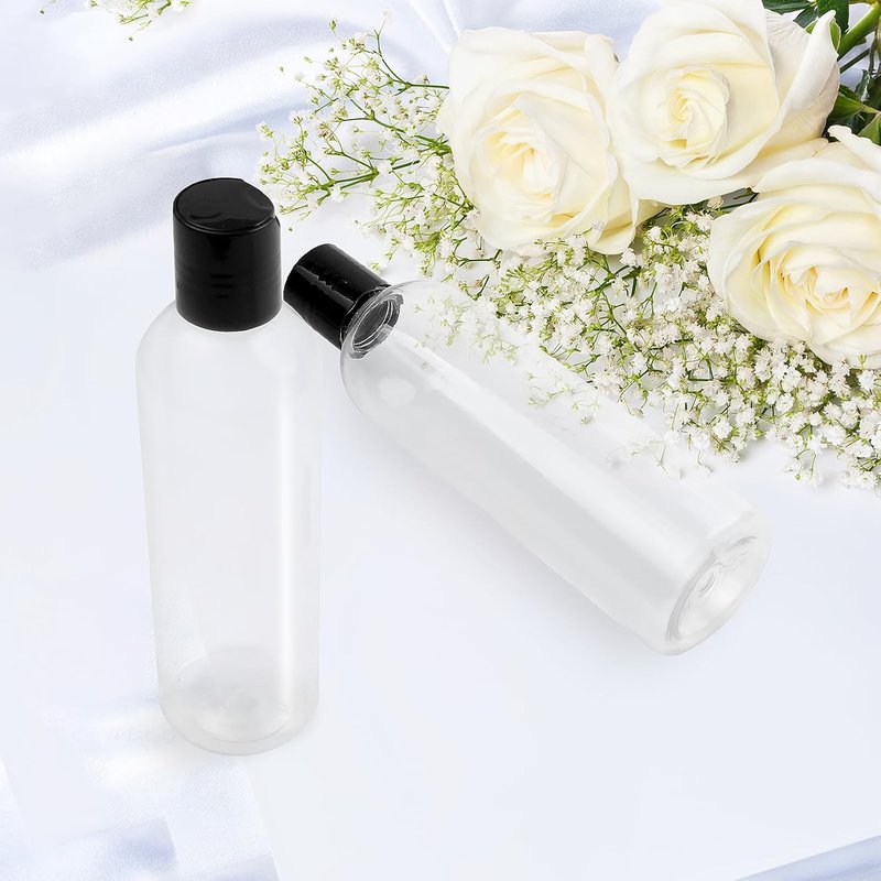 Travel Bottles Set - 34 Pcs Refillable Squeeze Containers for Shampoo, Lotions & Creams | Clear 8 oz