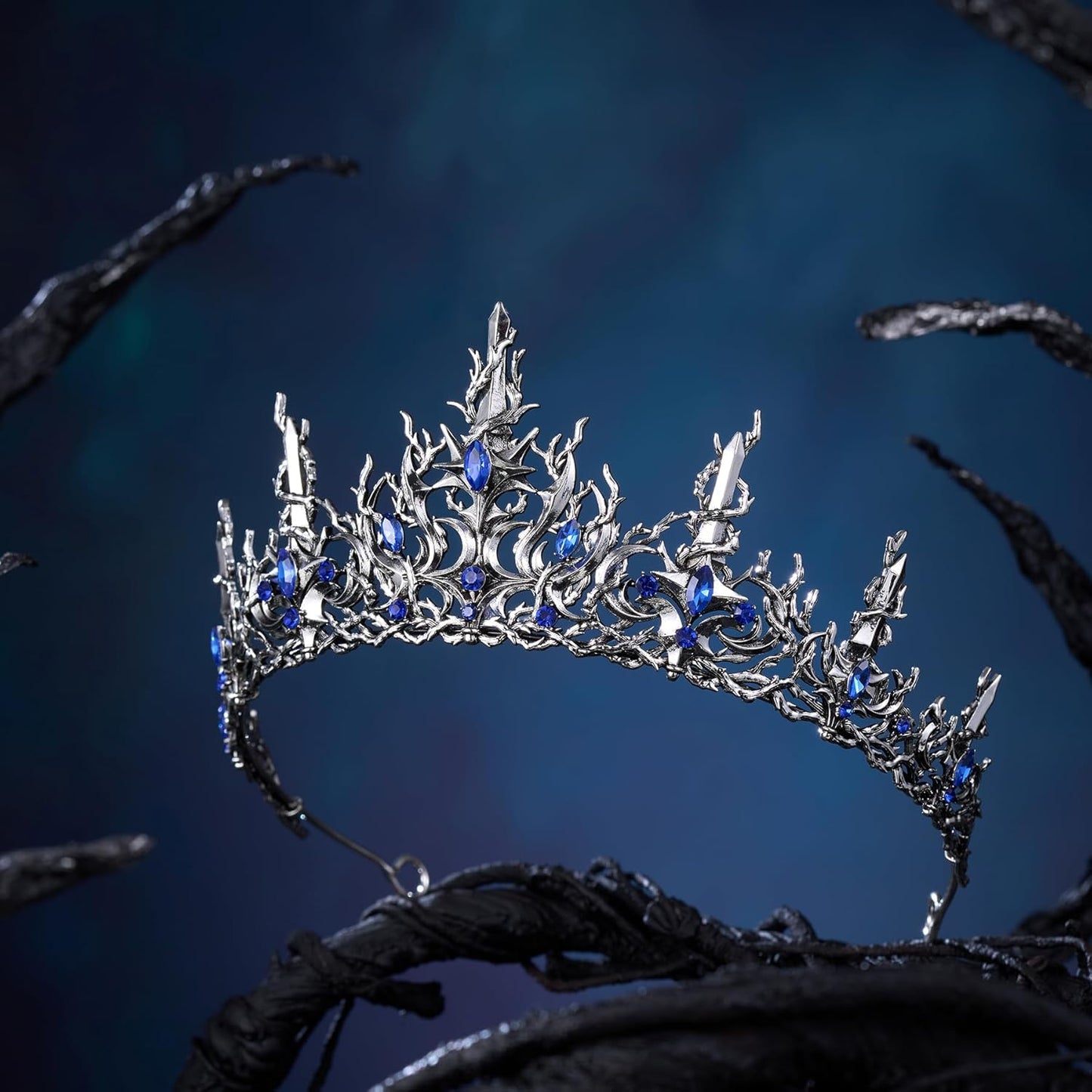 Halloween Crown - Black Gothic Tiara with Vines | Baroque Costume Accessory for Women & Girls