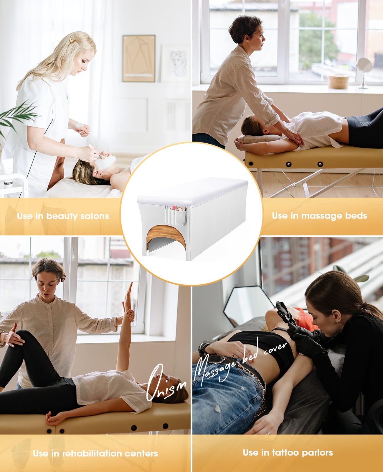 Onism Lash Bed Cover for Eyelash Extensions, Massage Table Cover, White