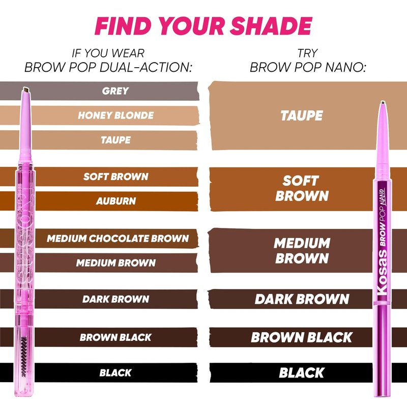 Kosas Brow Pop Eyebrow Pencil – Brow Pencil with Spoolie, Medium Brown