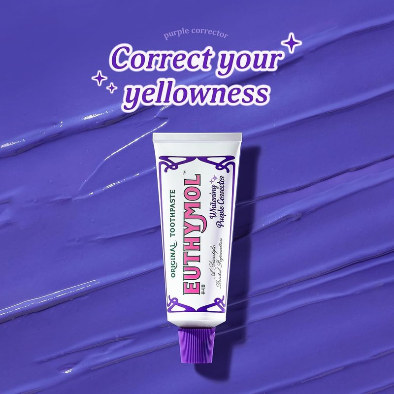 Euthymol Purple Whitening Toothpaste – for Yellow & Sensitive Teeth | Violet Tone-Up Formula, Instantly Brightens, 24H Stain Defense, Long-Lasting Fresh Breath (Pack of 2)