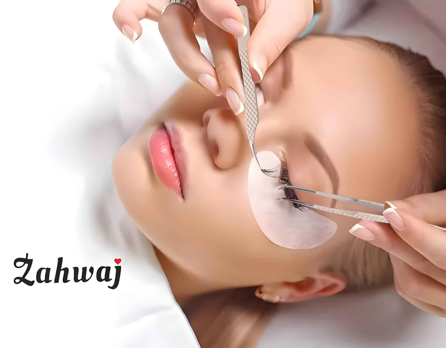 ZAHWAJ Fiber Tip Lash Tweezers - Set of 5 Diamond Grip Eyelash Extension Tweezers, Japanese Stainless Steel Tweezers Set for Volume, Isolation & Classic Lashes (Beige)