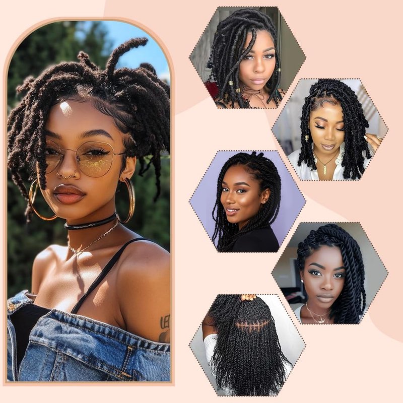 Afro Kinkys Bulk 100% Human Hair For Twist Dreadlock Extensions Afro Kinky Curly Human Braiding Hair For Repair Crochet Dreads Loc Twist Braids (#1B, 12Inch-50Gram)