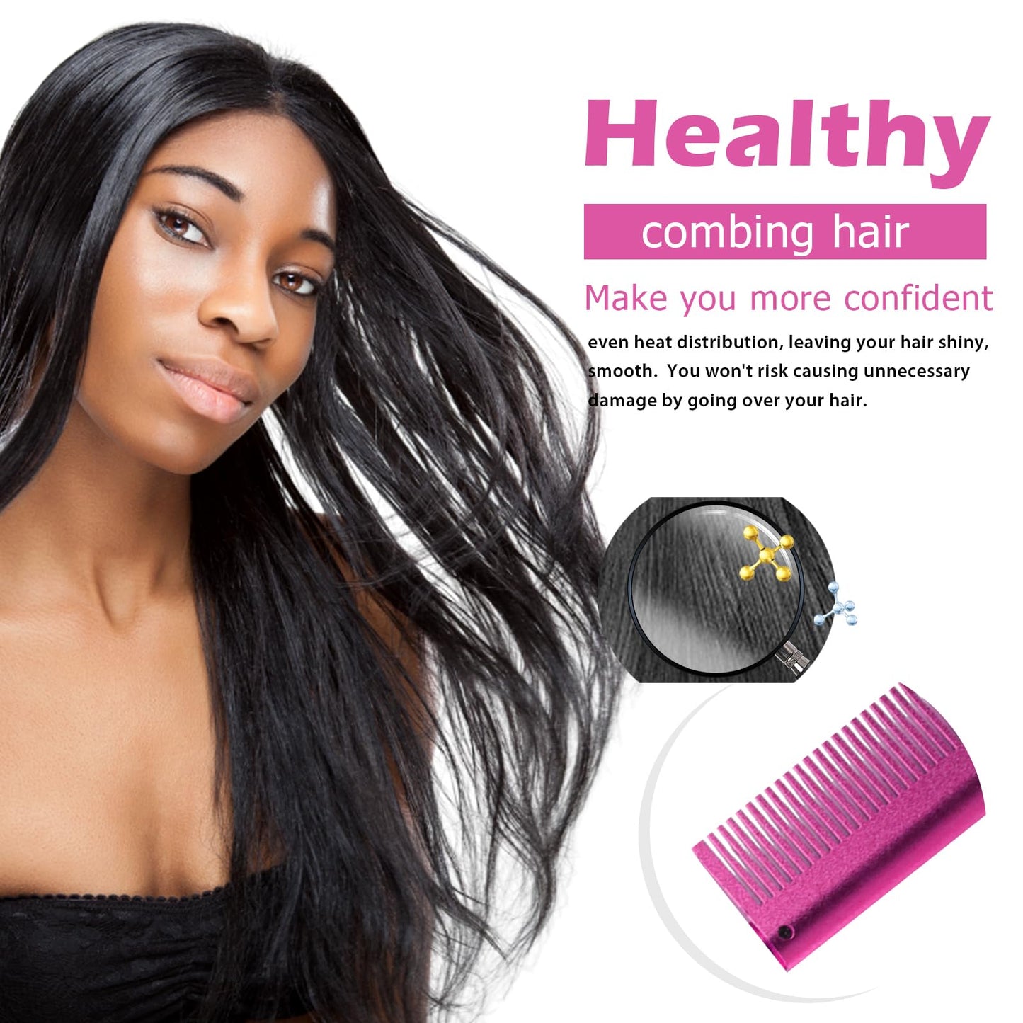 Goiple Hot Comb Hair Straightener Heat Pressing Combs, Hot Comb for Wigs Human Hair Ceramic Electric Straightener, Curling Iron Pressing Combs Kit for Wigs