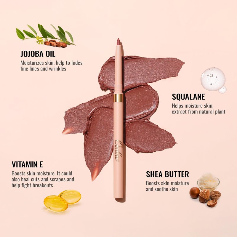 Oulac Brown Lip Liner Pencil, 2in1 Retractable Makup Crayon for Lipliner and Eyeliner, Highly Pigmented, Smooth, Long Lasting and Waterproof Formula, Vegan Beauty, 03 Teddy