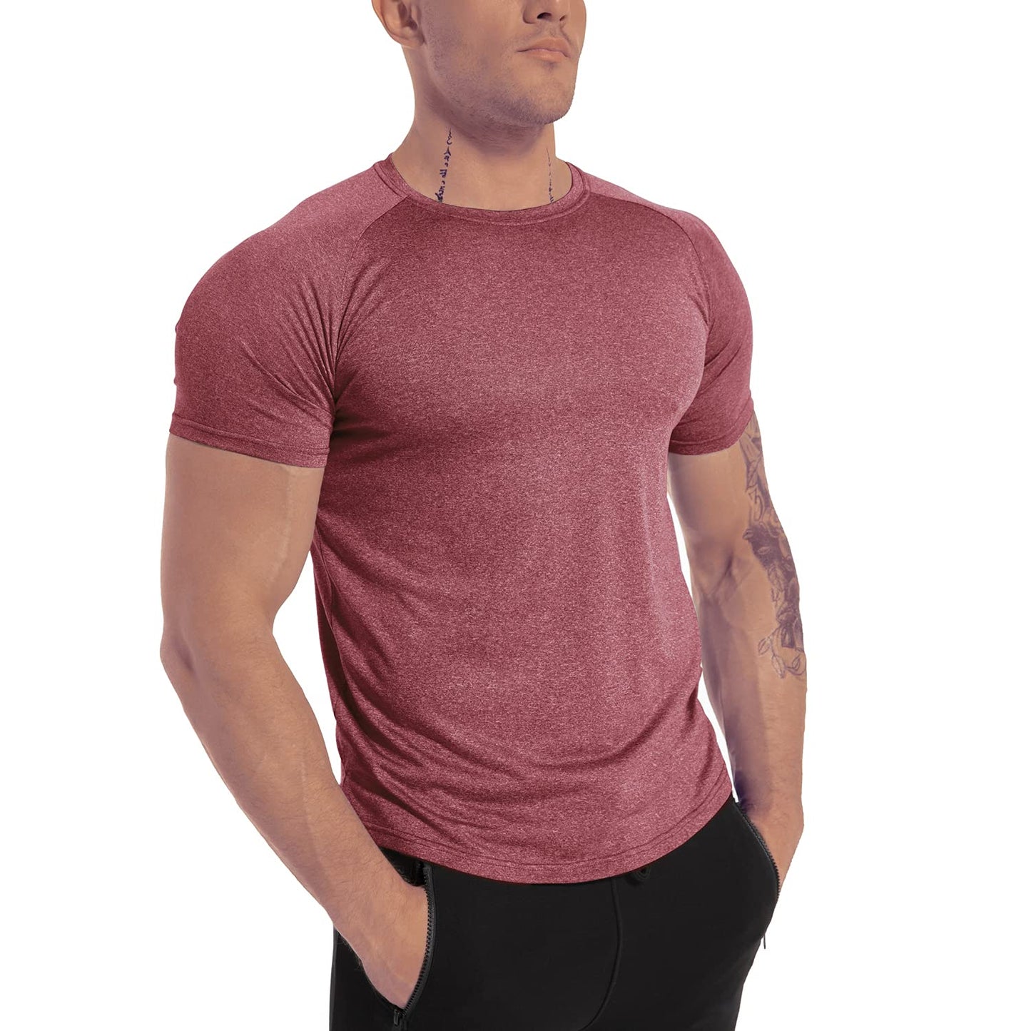 Men's 3pack Dry Fit Workout Gym Short Sleeve T Shirt Moisture Wicking Active Athletic Performance Running Shirts(BKGYWR XL)