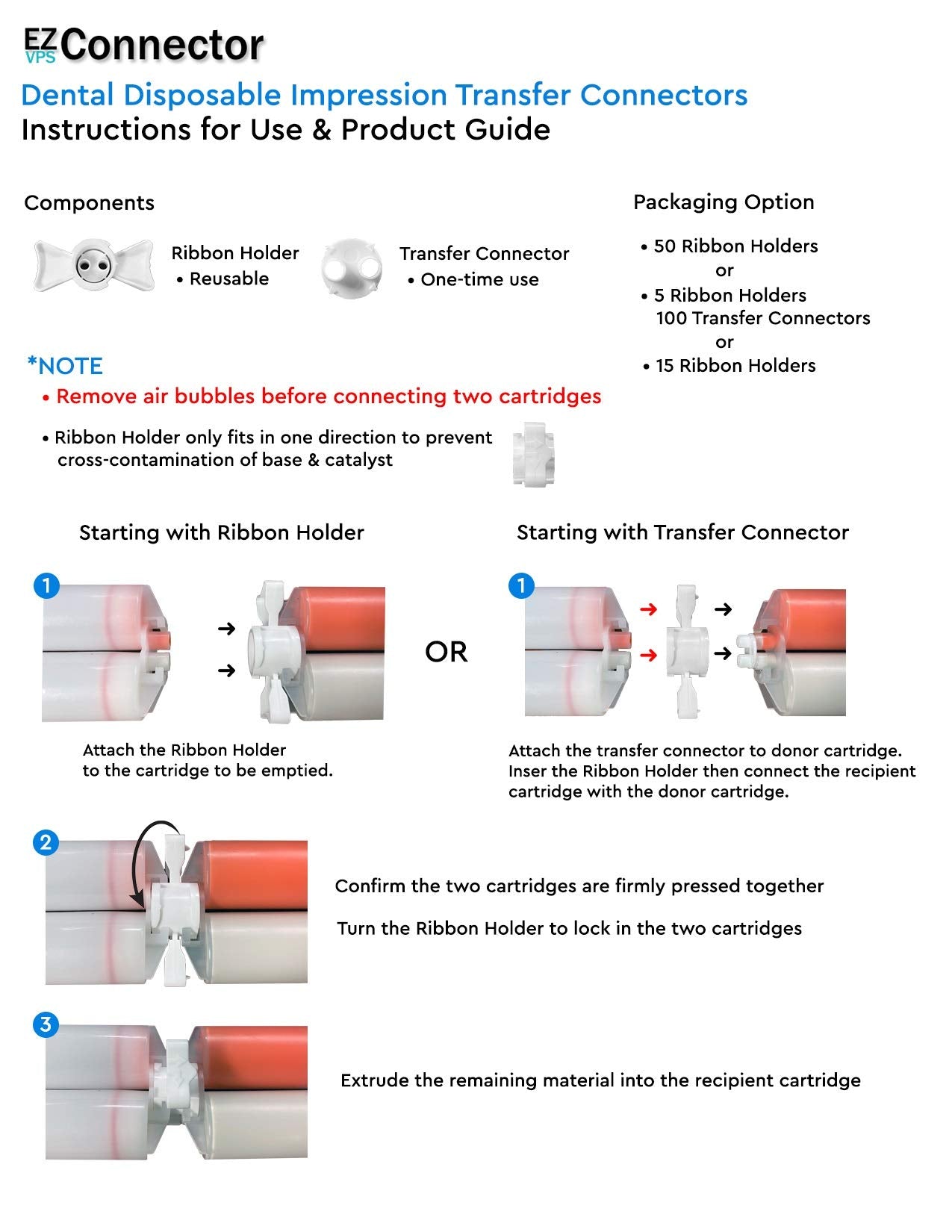 EZ VPS Connector 5 Ribbon Holders + 100 Transfer Connectors