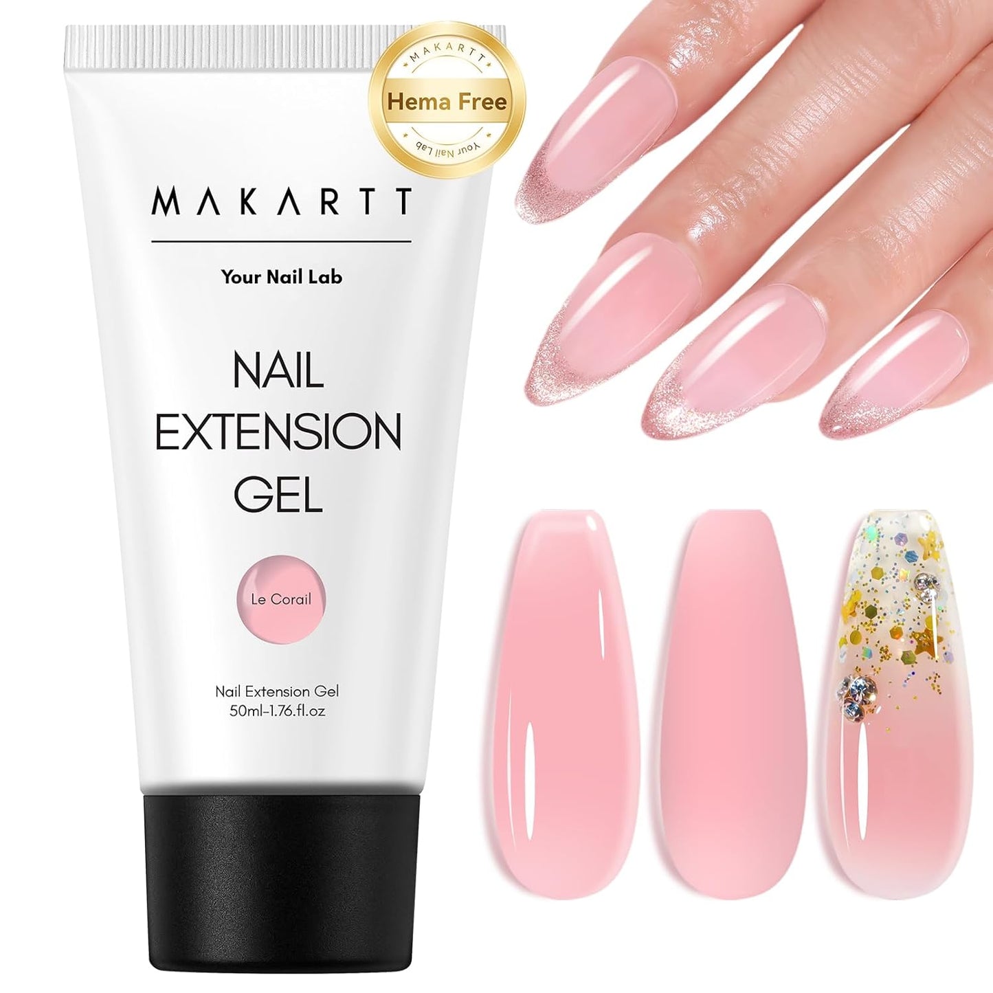 Makartt Poly Nail Gel: Clear 50ML Gel Builder for Natural-Looking Strengthener 3D Molding Gel for Trendy Nail Art-Long-Lasting and Easy to Use Supplies