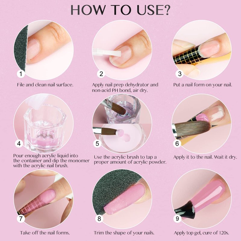 SAVILAND Acrylic Nail Kit with Drill - 0.5Oz Clear/White/Pink Acrylic Powder and Liquid Set Nail Drill with Brushes Tool Kit for Nails Extension Home DIY & Salon