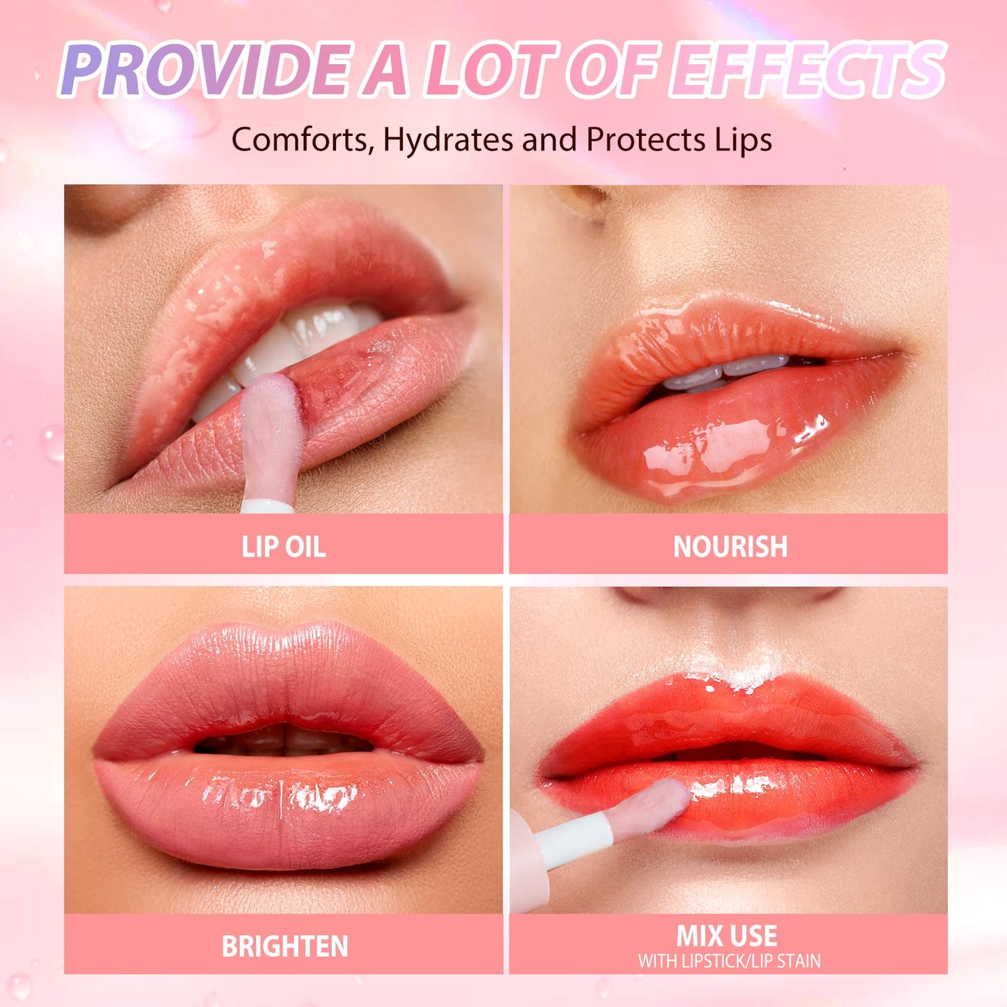 LANGMANNI Lip Oil,No-Sticky Gloss Lip Balm Lip Care,Fruit Flavoured Lip Oil For Dry Lip's Moisturizing Hydrating And Nourishing (Strawberry+Coco)