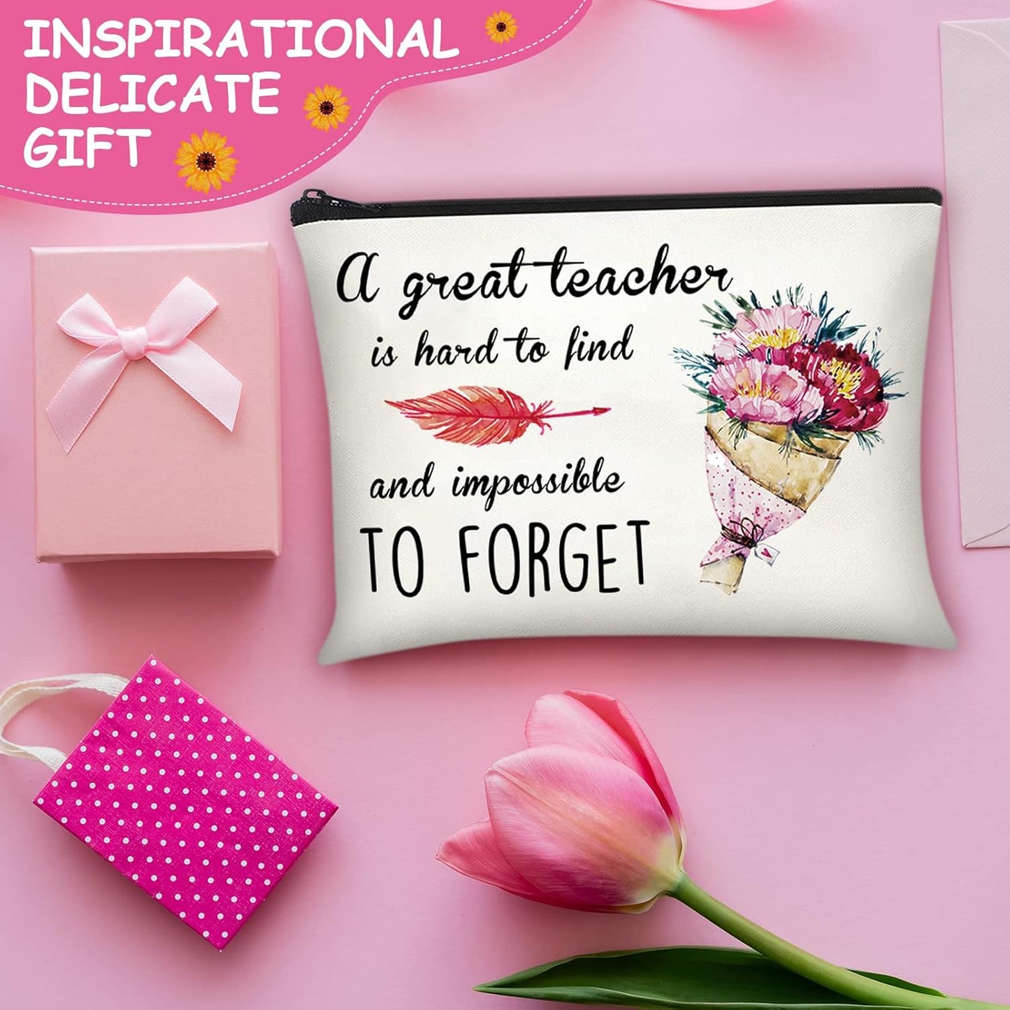 Teacher Appreciation Gifts - 24 Pcs Makeup Cosmetic Bags | Funny Pencil Pouch Survival Kit for Graduation & Birthdays