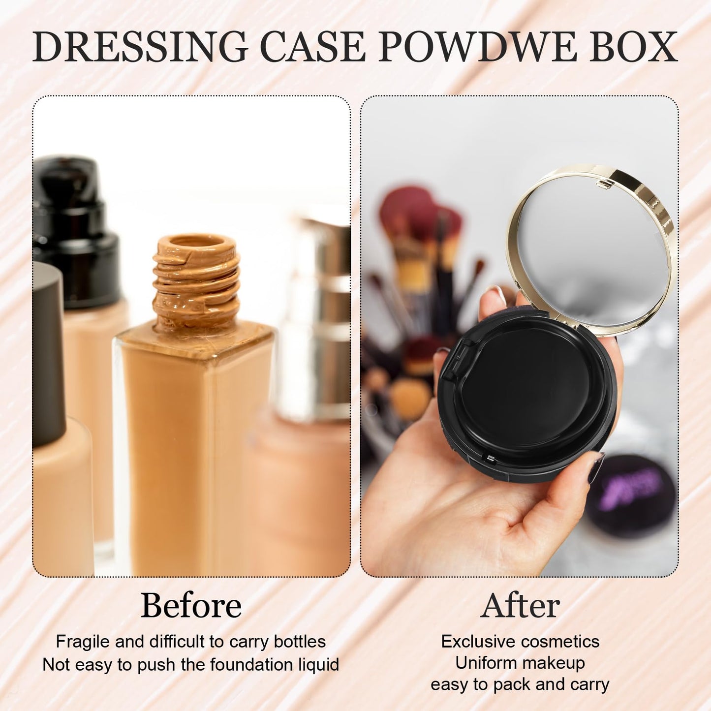 Zopeal 2 Pcs 15g/0.5oz Empty Luxurious Cushion Foundation Box Portable Cushion Compact Bb Puff Box Powder Container with Air Sponge Powder Puff and Mirror for Women Travel Sunscreen