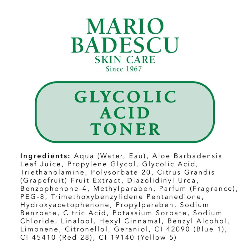 Mario Badescu Glycolic Acid Toner for Dry and Combination Skin, Alcohol-Free Facial Toner for Aging Skin, Formulated with Exfoliating Glycolic Acid & Antioxidant Grapefruit Extract, 16 Fl Oz