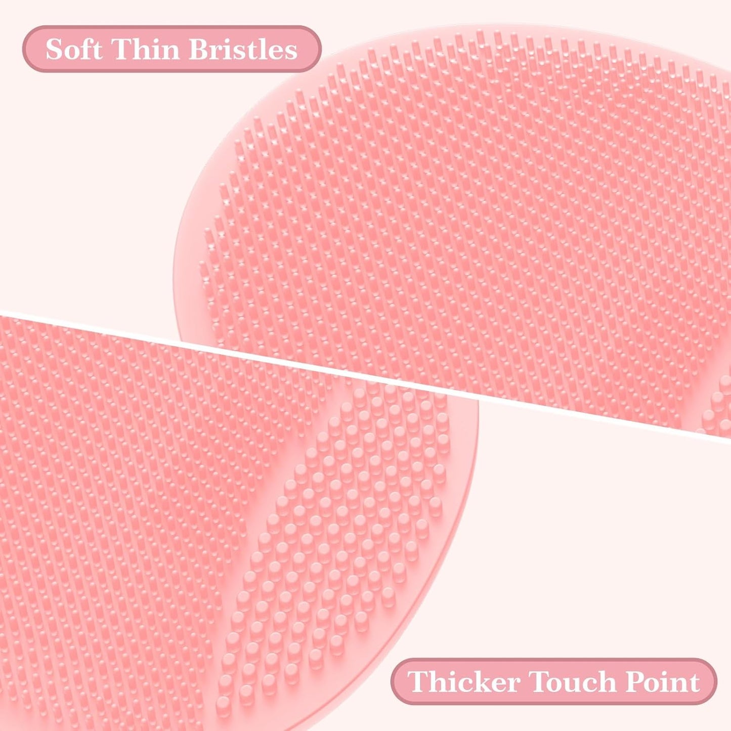 Manmihealth Soft Silicone Shower Brush, Super-Lathering and Deep-Cleaning Body & Face Scrubber, Gentle Exfoliating Bath Glove for All Skin Types, with 2 Free Hooks.(Black + Pink)