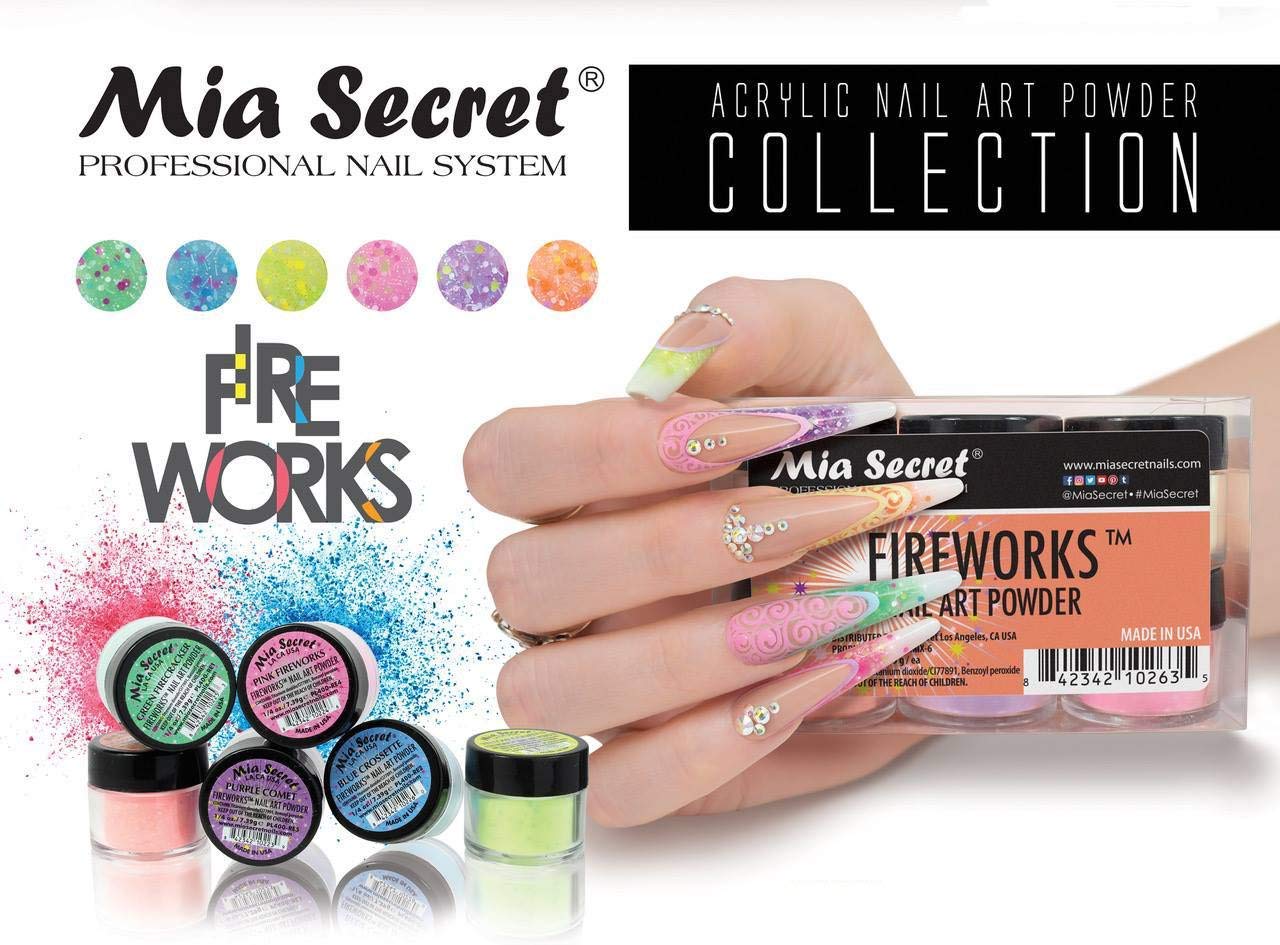 Mia Secret 6PC Fireworks Acrylic Art Powder Made in USA
