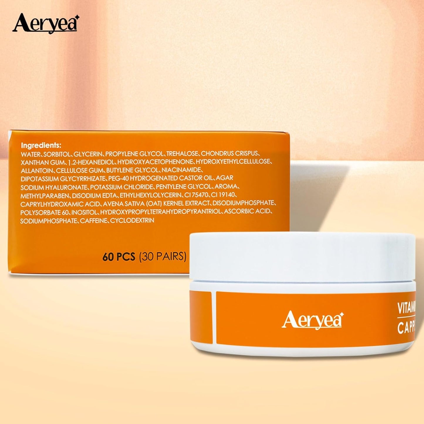 Under Eye Patches - Vitamin C & Caffeine Hydra-Gel for Dark Circles | 30 Pairs, Anti-Aging Care