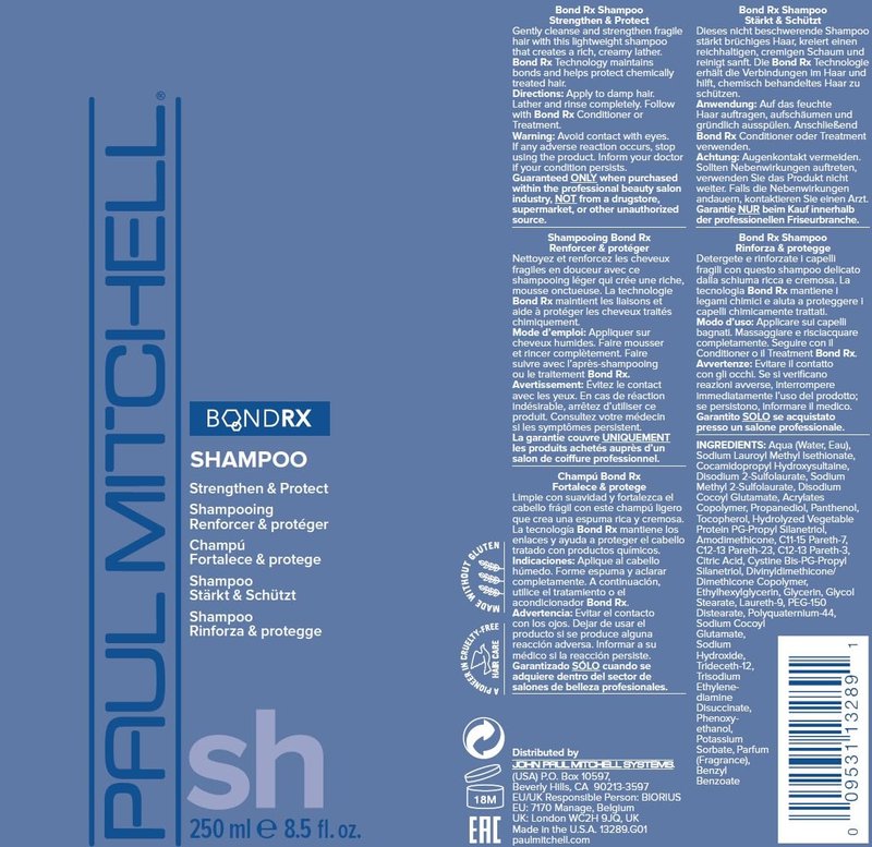 Paul Mitchell Bond Rx Shampoo, Strengthens + Protects, For Chemically Treated + Damaged Hair, 8.5 oz
