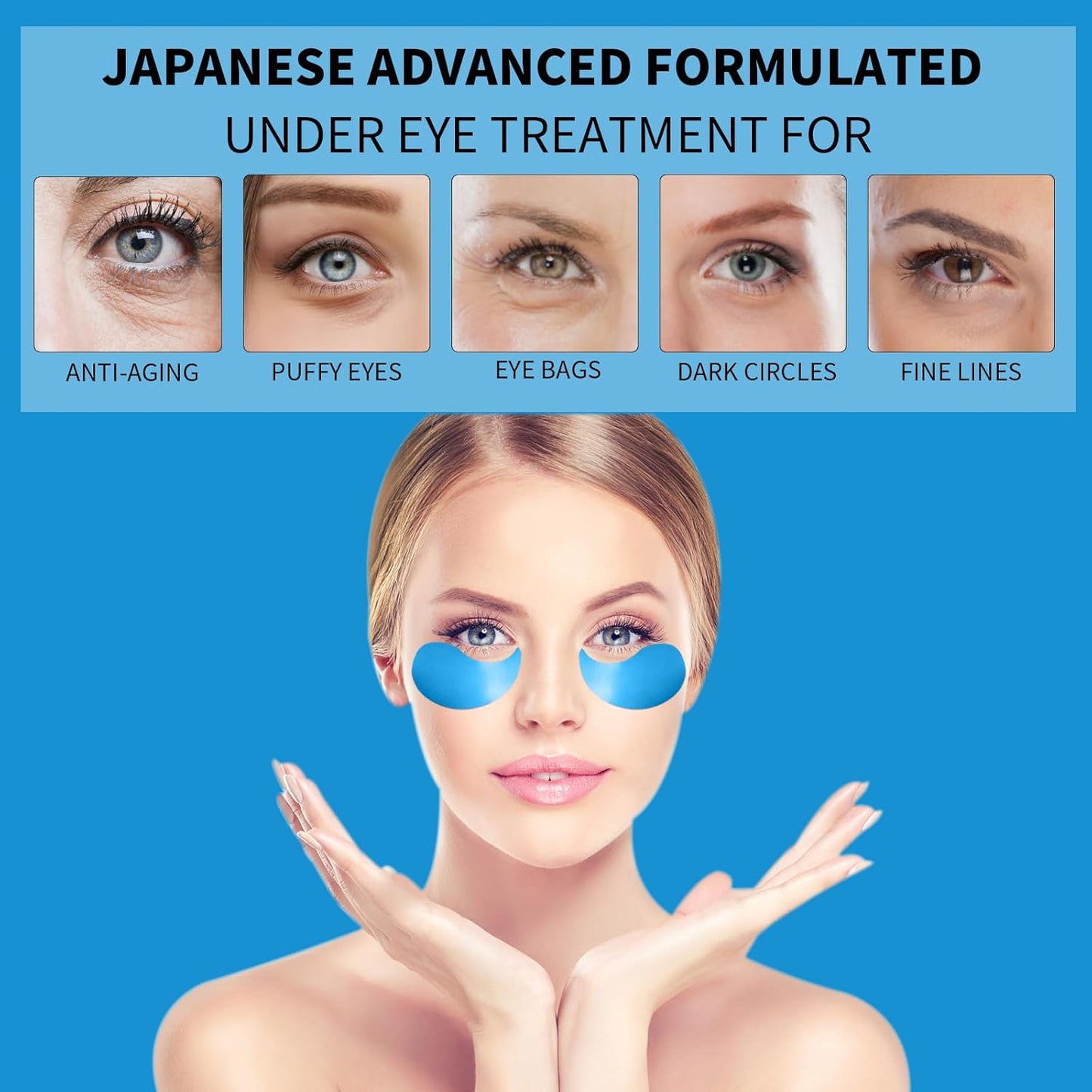 24K Gold Eye Masks for Dark Circles and Puffiness 70PCS, Under Eye Patches Gel Pads for Puffy Eyes Treatment w/Collagen, Caffeine, Peptides for Eye Bags Treatment, Gel Eye Mask Skincare