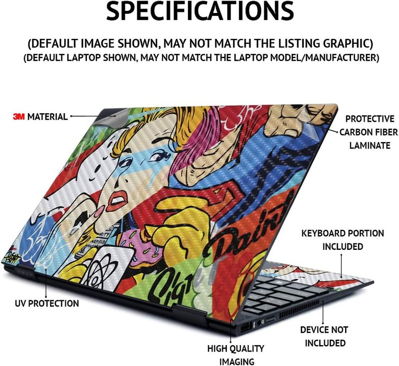 Carbon Fiber Skin for HP Spectre X360 13.3" - Textured Lipstick Pattern | Easy to Apply & Remove